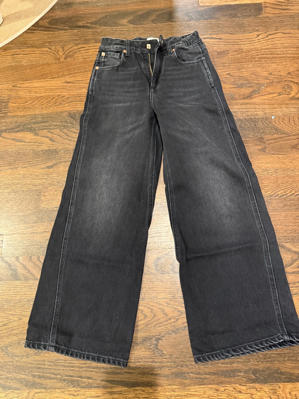 Girls Bellerose Wide Leg Jeans in Black Wash